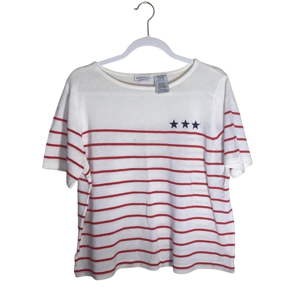 VNTG WHITE STAG Memorial Day Cozy Grandma Style Short Cut Knit Short Sleeve